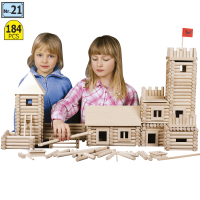 VARIO XL Walachia - set constuctie din lemn modular cu barne rotunde 184 piese VARIO XL Walachia - set constuctie din lemn modular cu barne rotunde 184 piese